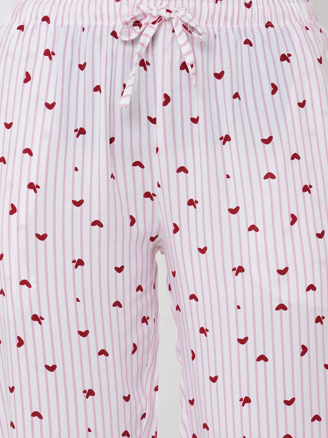 Women's Striped, Pink, Viscose, Regular Fit, Elasticated, Waistband, Pyjama  With Side Pockets
