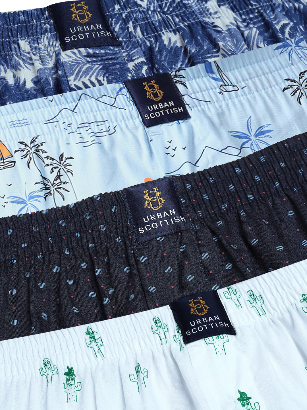 Men Pack Of 4 Printed Pure Cotton Boxers
