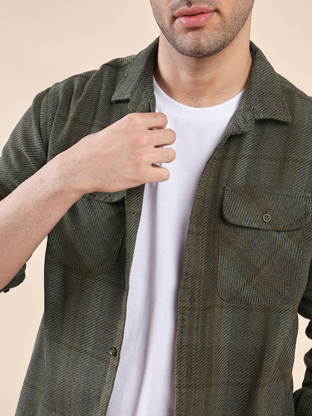 Men Plaid Flannel 3ply Cotton Casual Shacket