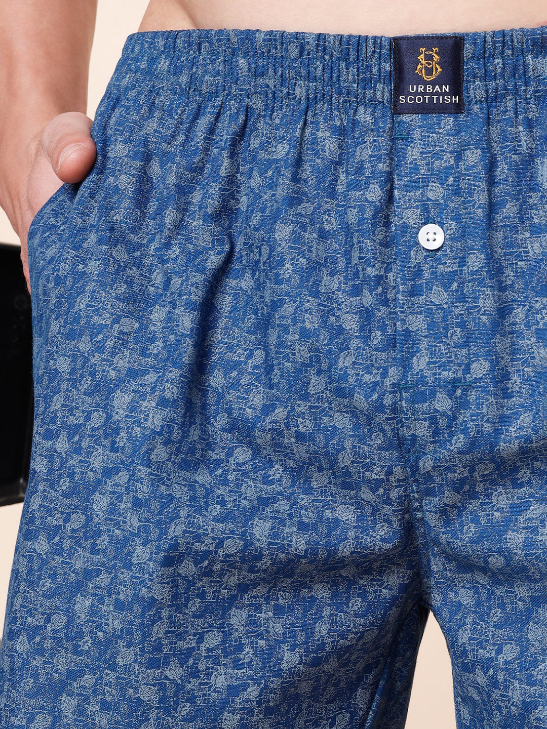Men’s 100% Cotton Printed Boxers Shorts With Side Pockets (Pack of 2)