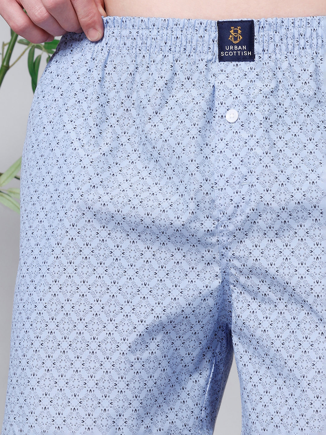 Men’s 100% Cotton Printed Boxers Shorts With Side Pockets (Pack of 2)