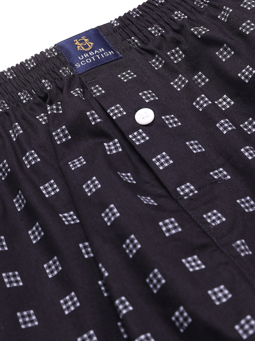 Black Men's Cotton Printed Boxer
