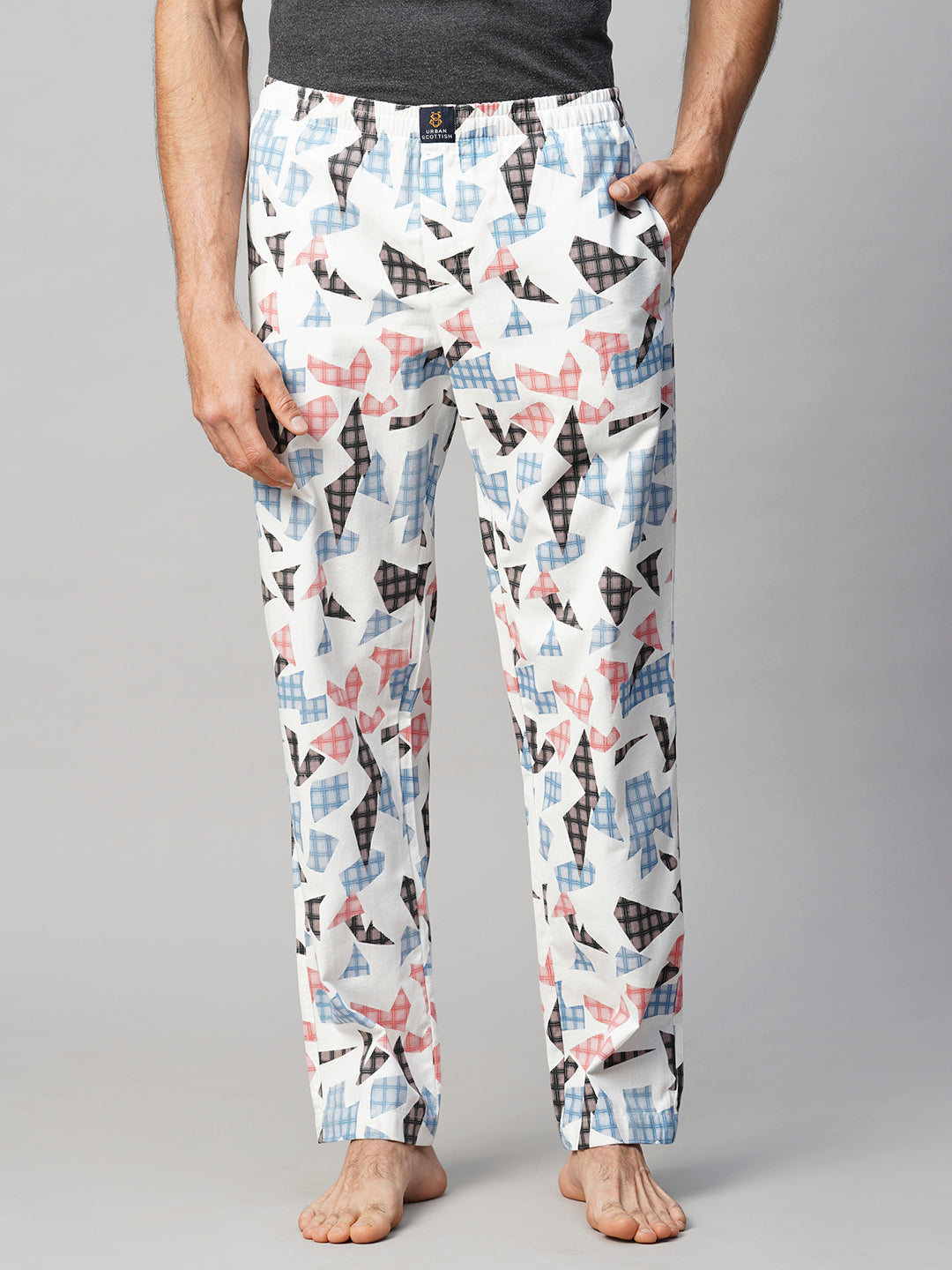 Men's Printed, Multicolor, Cotton, Regular Fit, Elasticated, Waistband, Pyjama  With Side Pockets