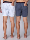 Men's Multicolor, 100% Cotton, Printed, Regular Fit, Outer Elastic, Mid-Rise, Boxers- Pack of 2