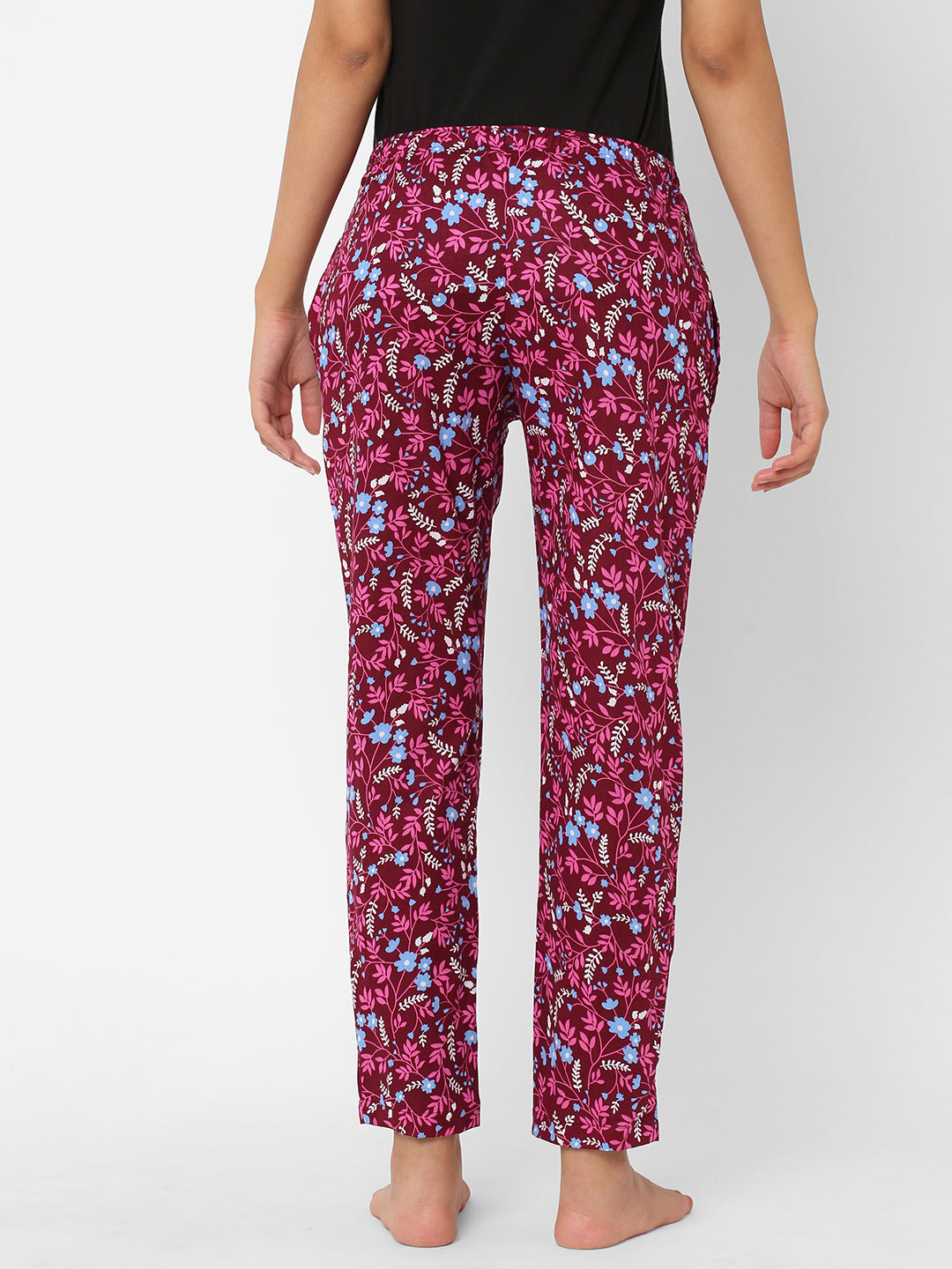 Women's Printed, Pink, Cotton, Regular Fit, Elasticated, Waistband, Pyjama  With Side Pockets