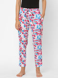 Women's Printed, Pink, Cotton, Regular Fit, Elasticated, Waistband, Pyjama  With Side Pockets