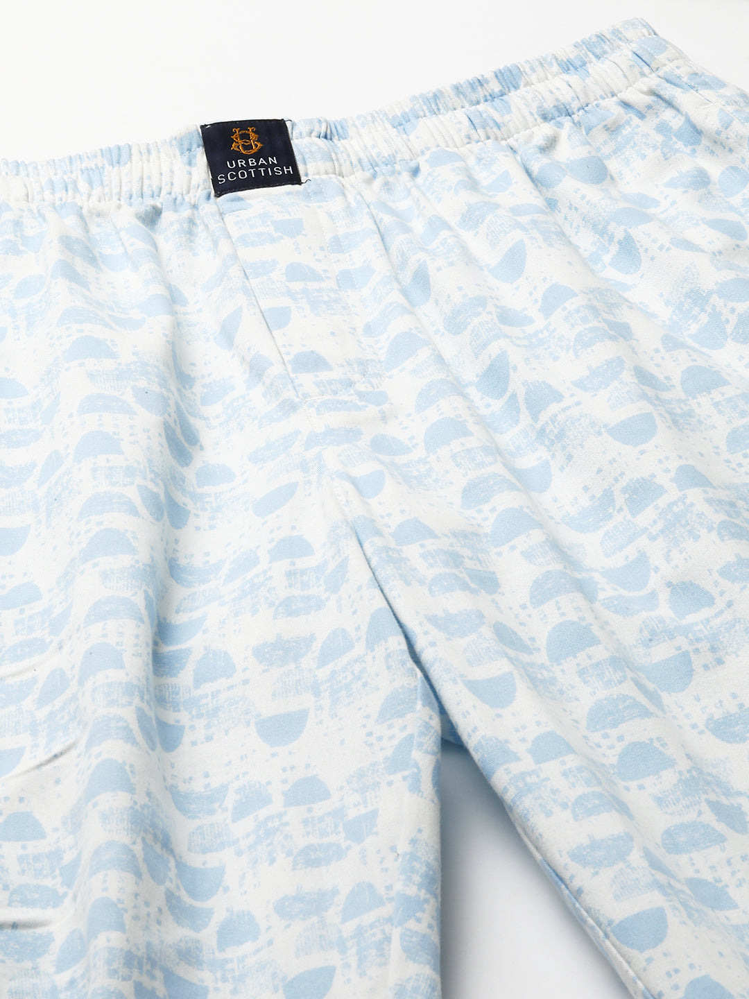 Men's Printed, Blue, Cotton, Regular Fit, Elasticated, Waistband, Pyjama  With Side Pockets