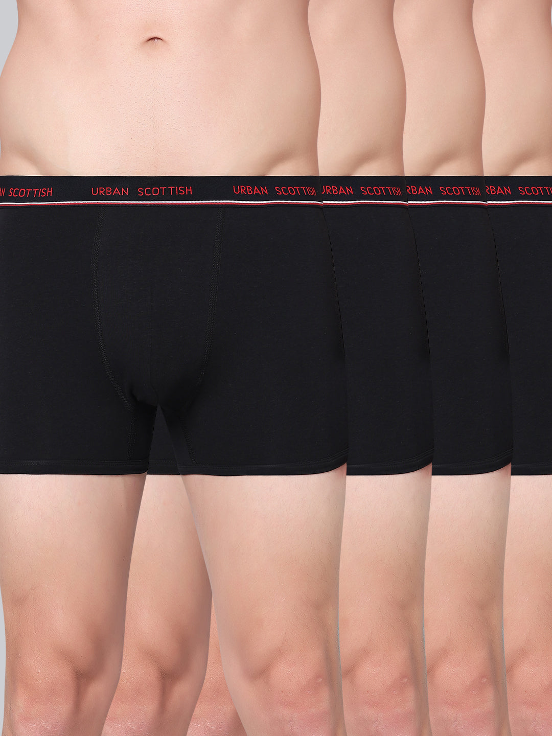 Men's Solid Cotton Stretch Trunks (Pack of 4)