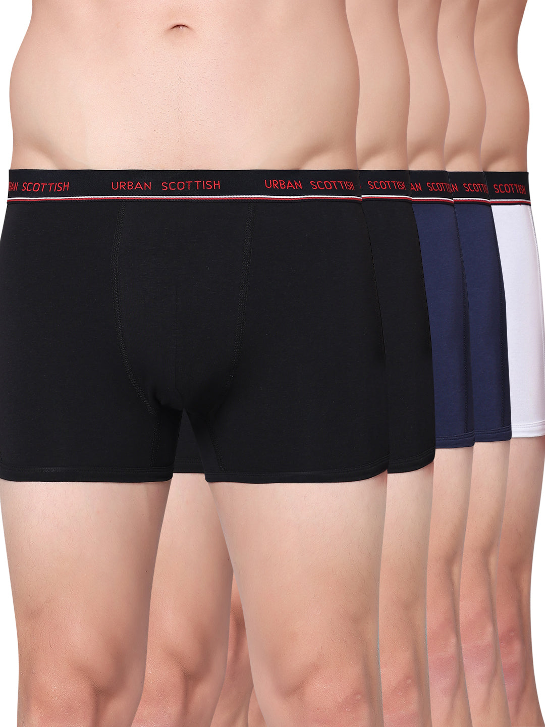 Men's Solid Cotton Stretch Trunks (Pack of 5)