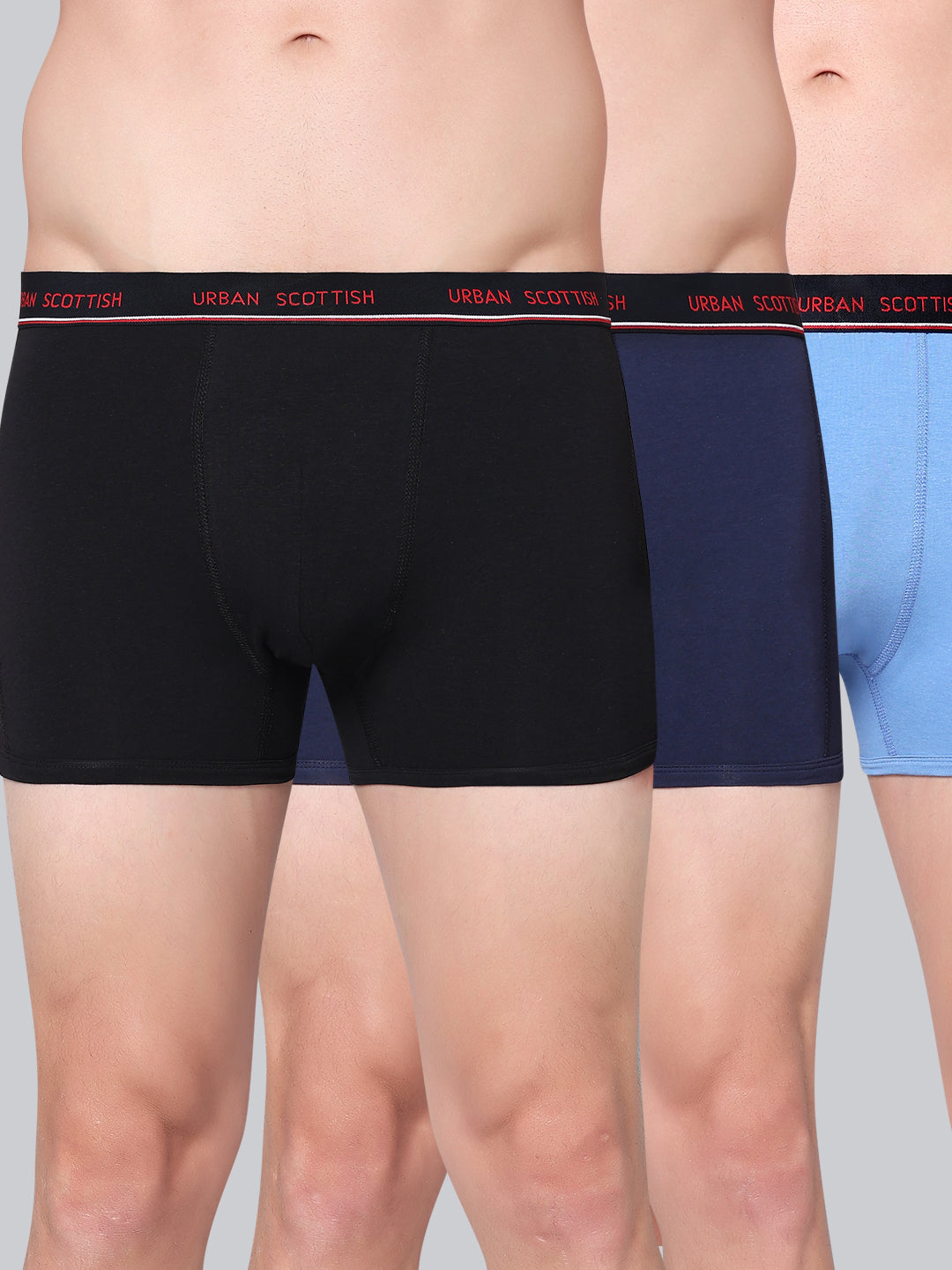 Men's Solid Cotton Stretch Trunks (Pack of 3)