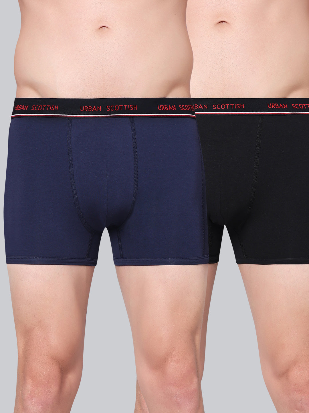 Men's Solid Cotton Stretch Trunks (Pack of 2)