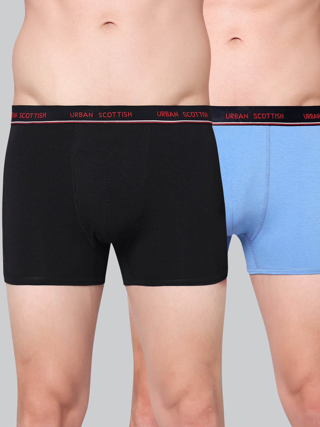 Men's Solid Cotton Stretch Trunks (Pack of 2)
