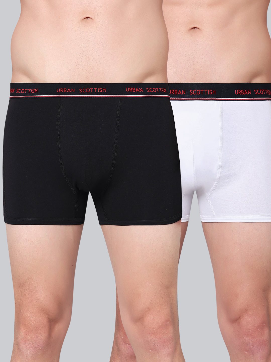 Men's Solid Cotton Stretch Trunks (Pack of 2)
