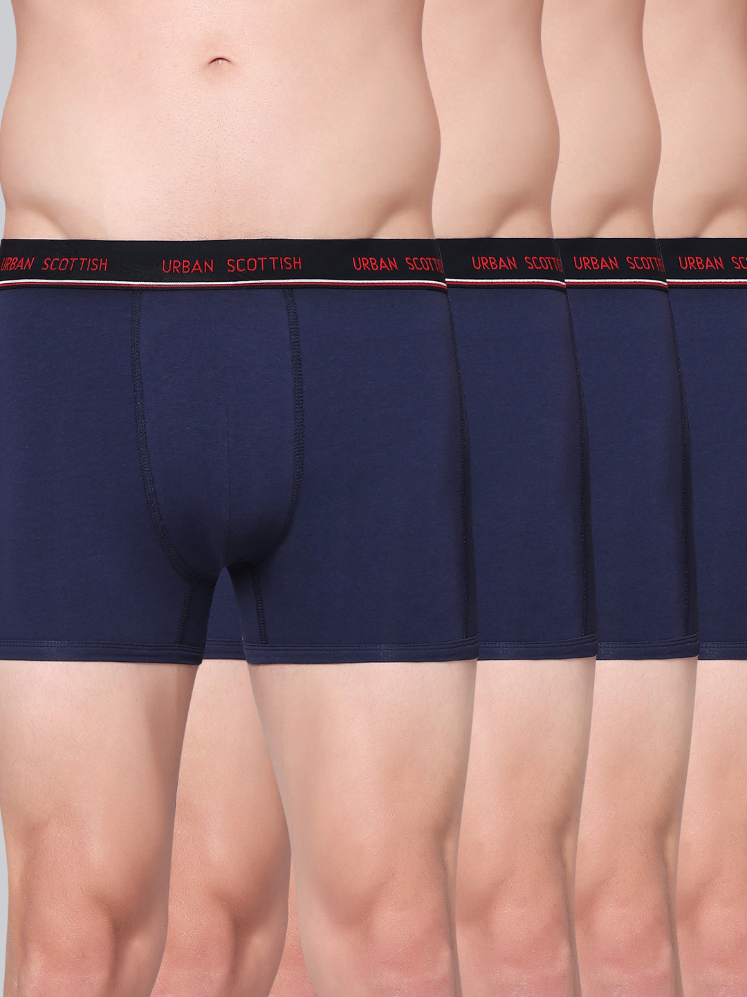 Men's Solid Cotton Stretch Trunks (Pack of 4)