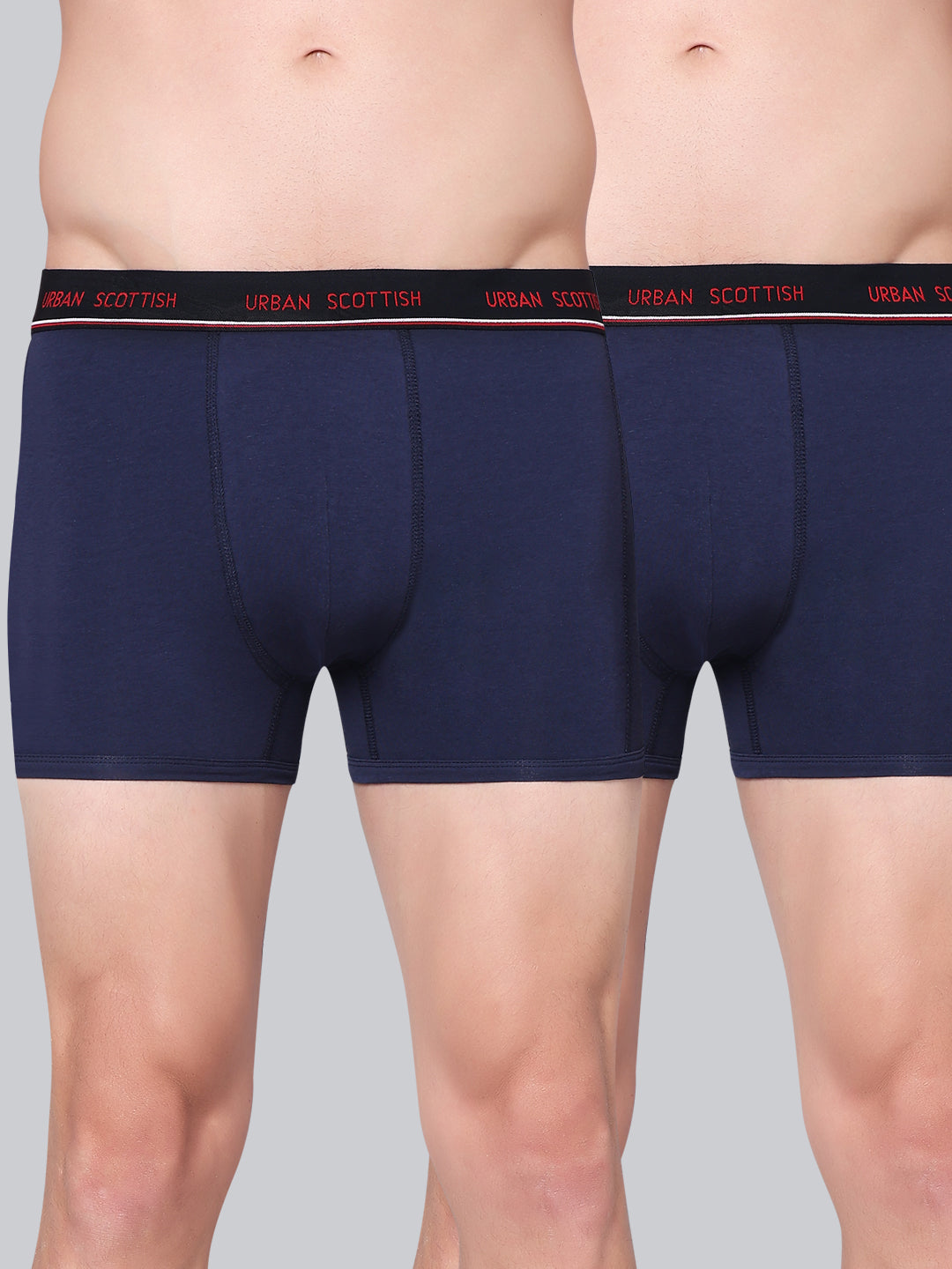 Men's Solid Cotton Stretch Trunks (Pack of 2)