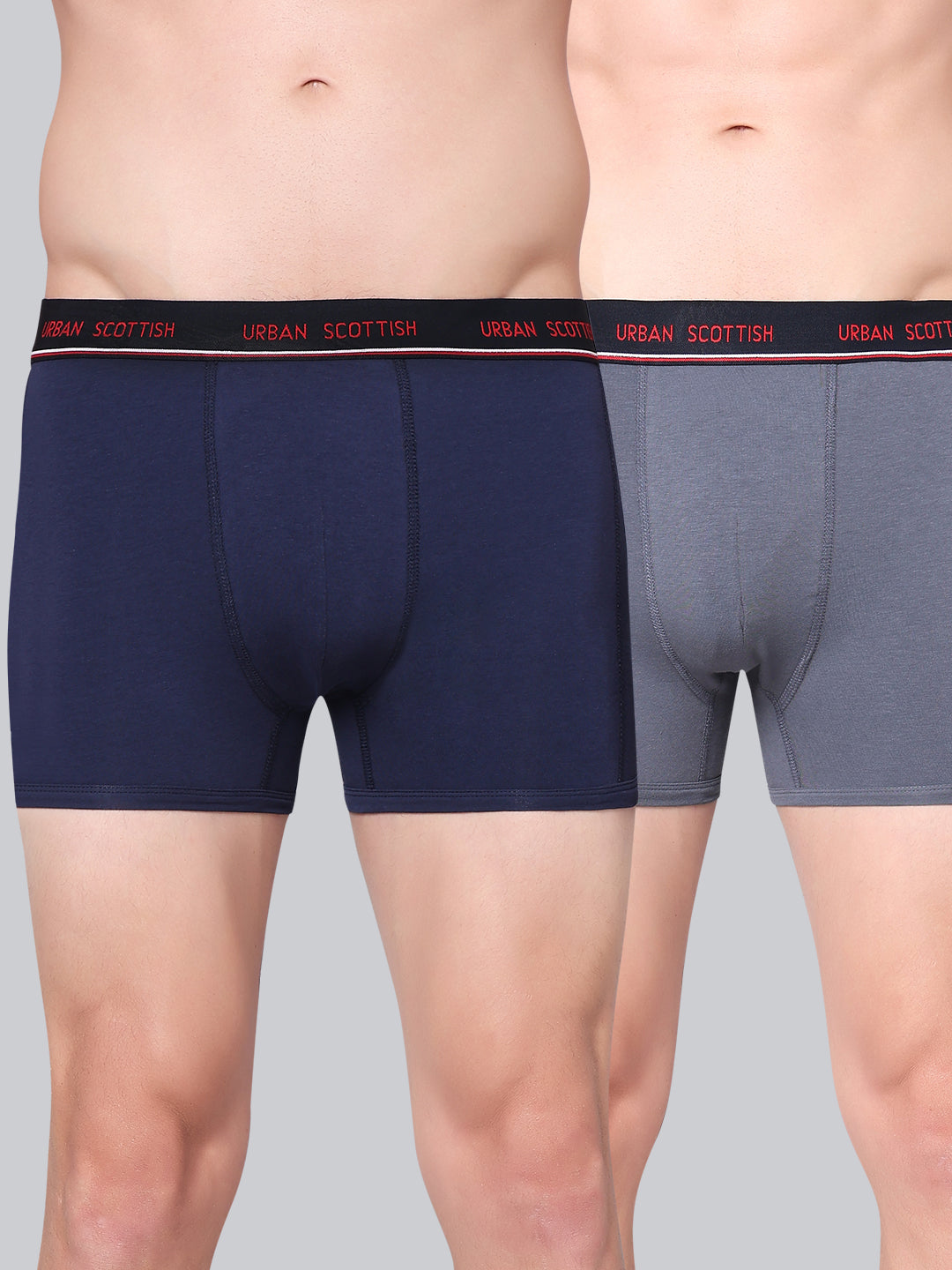 Men's Solid Cotton Stretch Trunks (Pack of 2)