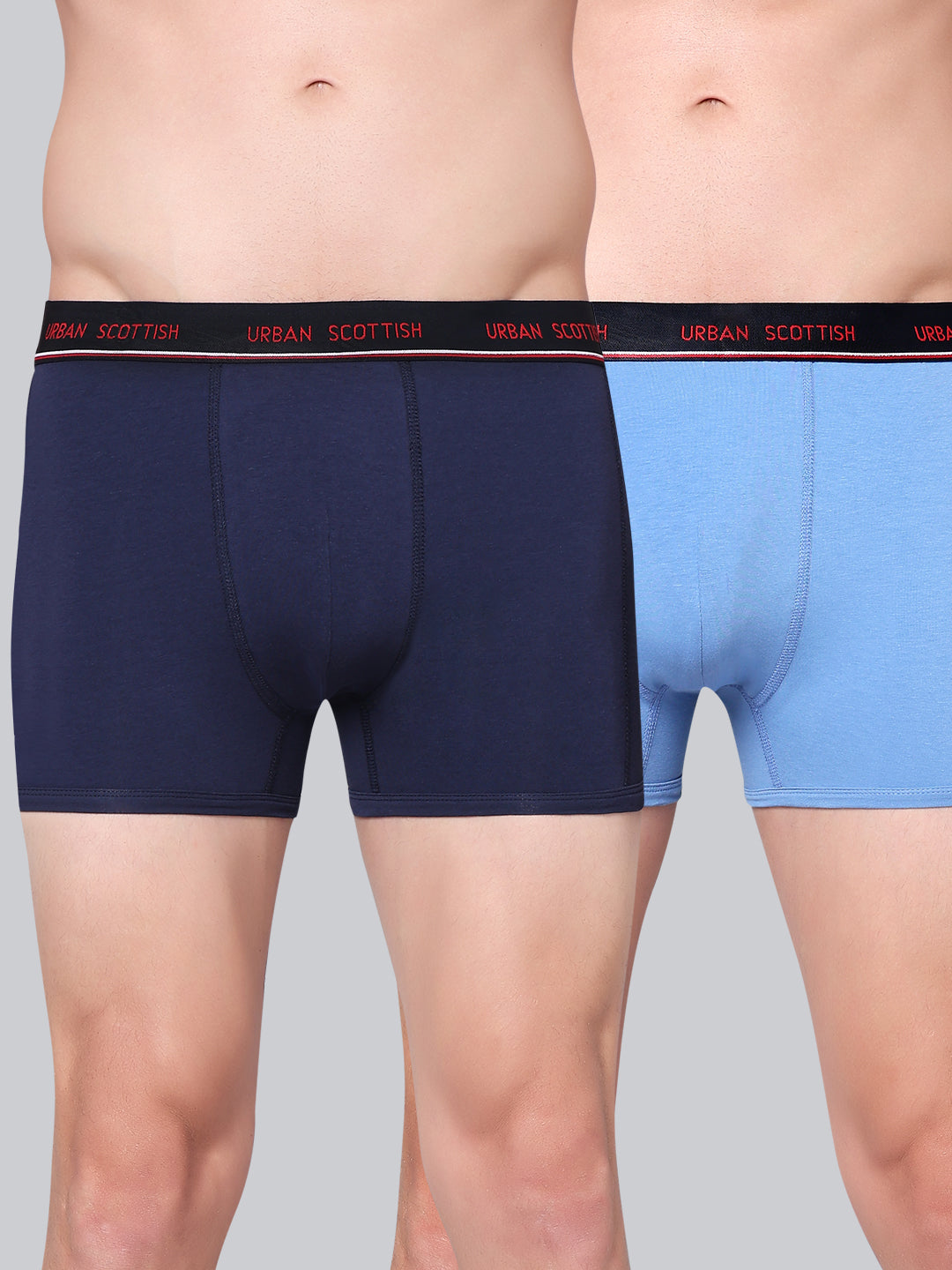 Men's Solid Cotton Stretch Trunks (Pack of 2)