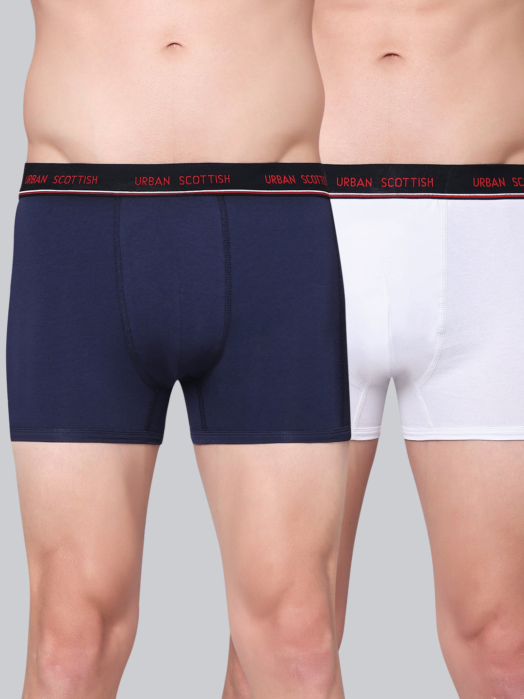 Men's Solid Cotton Stretch Trunks (Pack of 2)