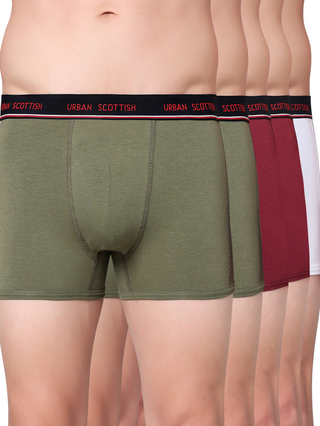 Men's Solid Cotton Stretch Trunks (Pack of 5)