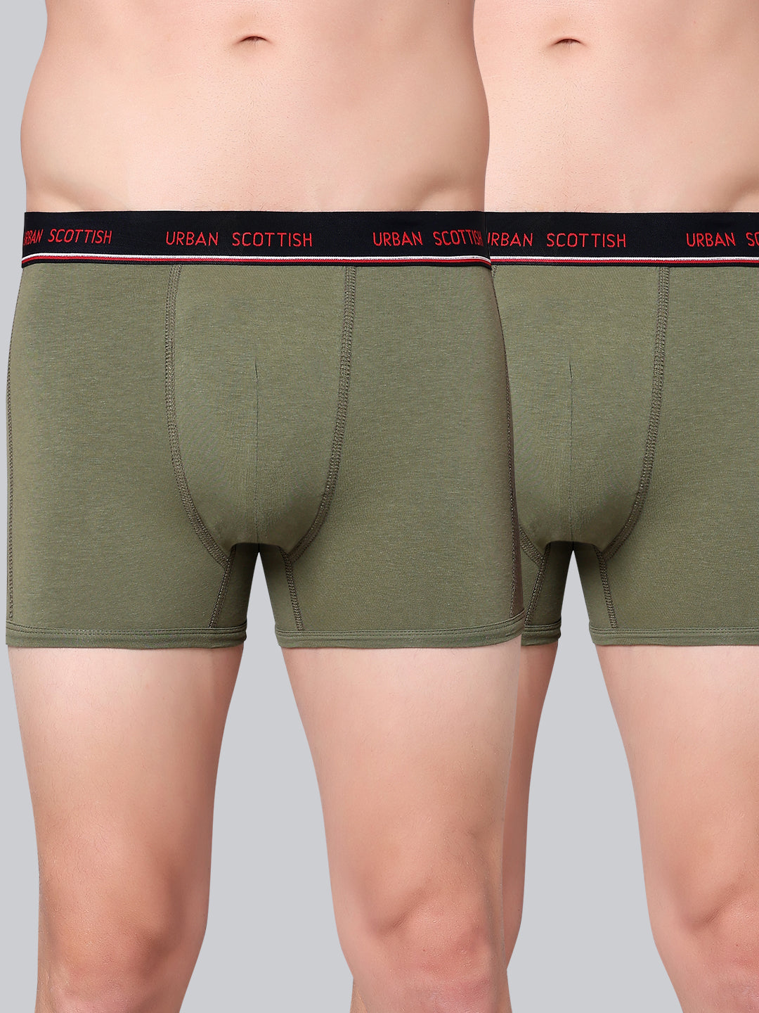 Men's Solid Cotton Stretch Trunks (Pack of 2)
