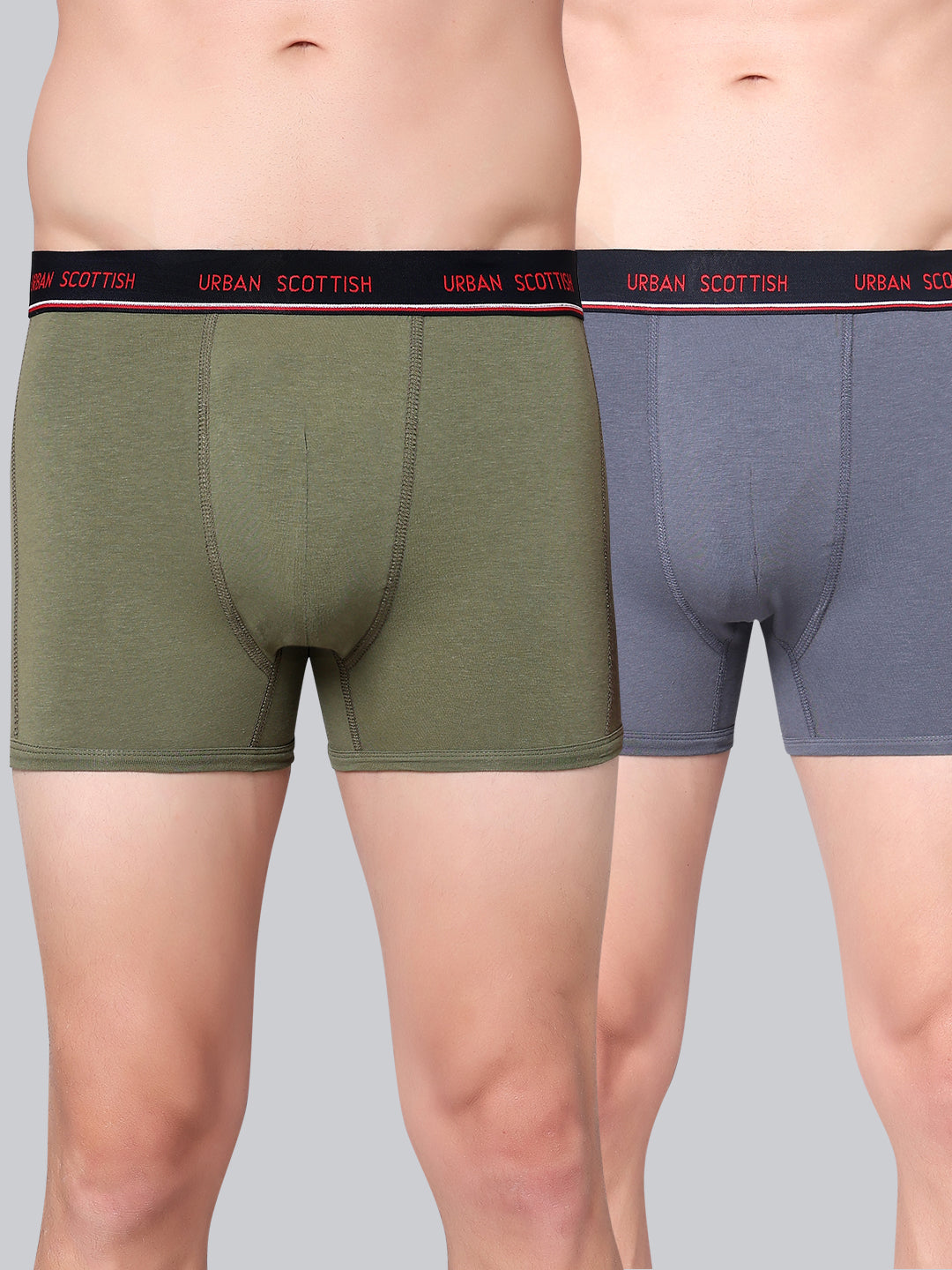 Men's Solid Cotton Stretch Trunks (Pack of 2)
