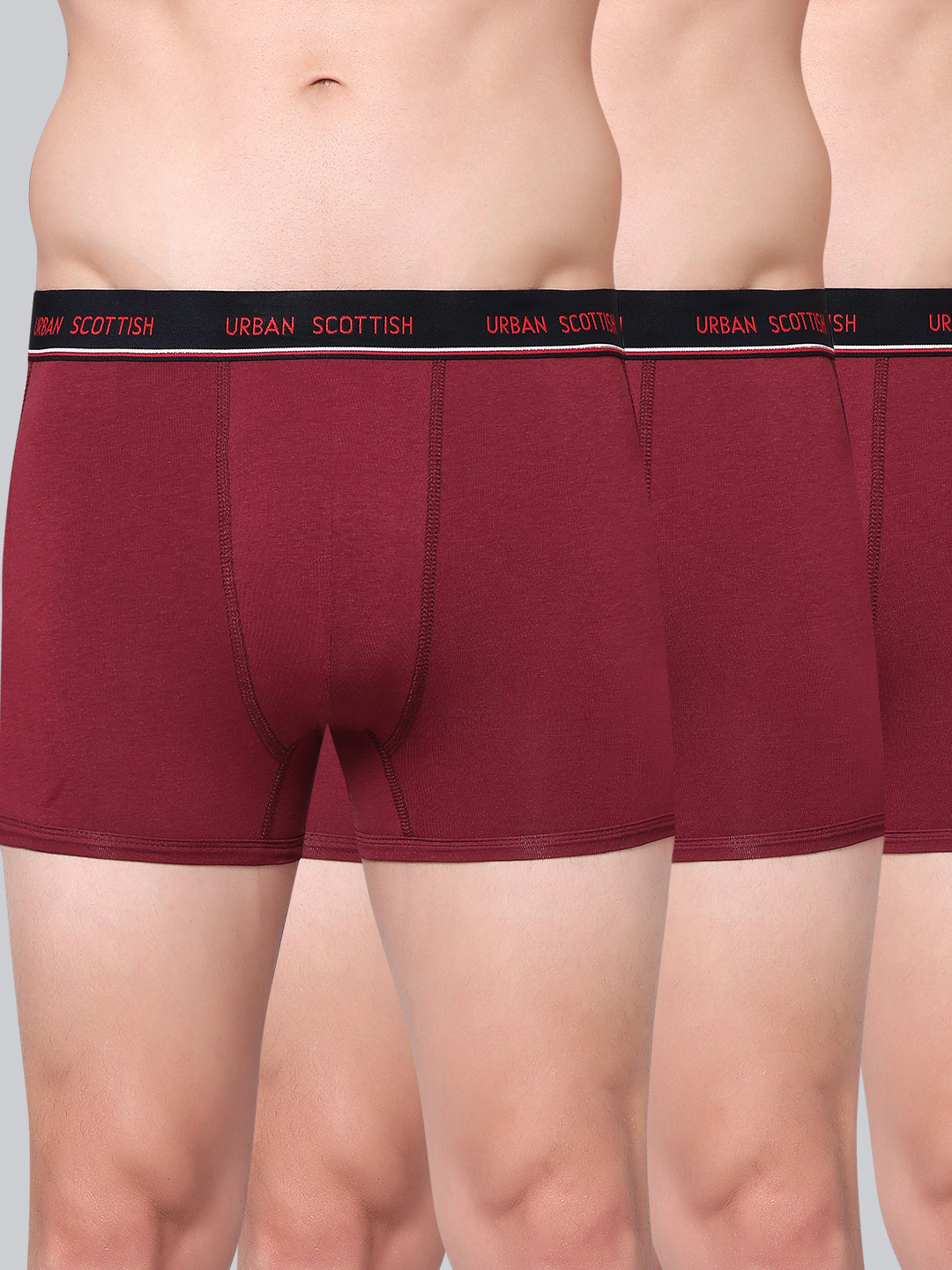 Men's Solid Cotton Stretch Trunks (Pack of 3)