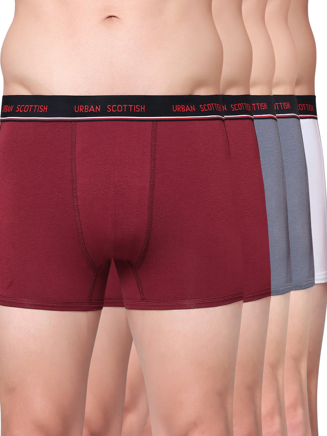Men's Solid Cotton Stretch Trunks (Pack of 5)