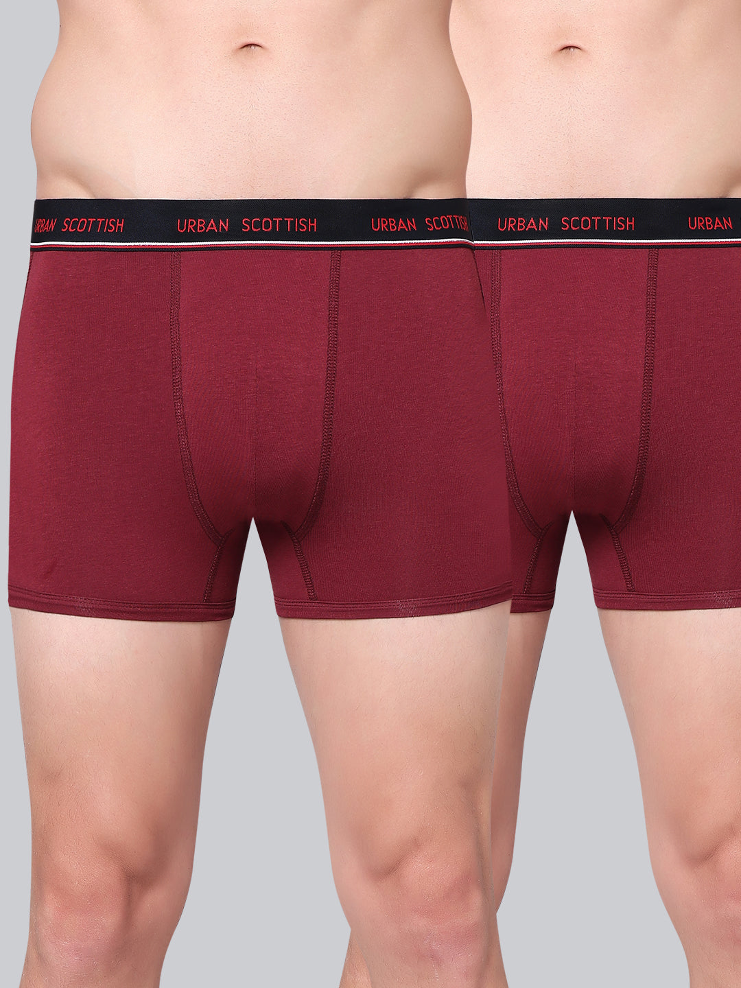 Men's Solid Cotton Stretch Trunks (Pack of 2)