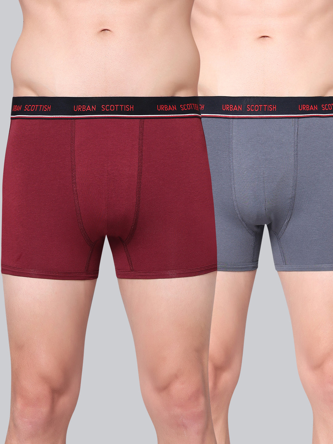 Men's Solid Cotton Stretch Trunks (Pack of 2)