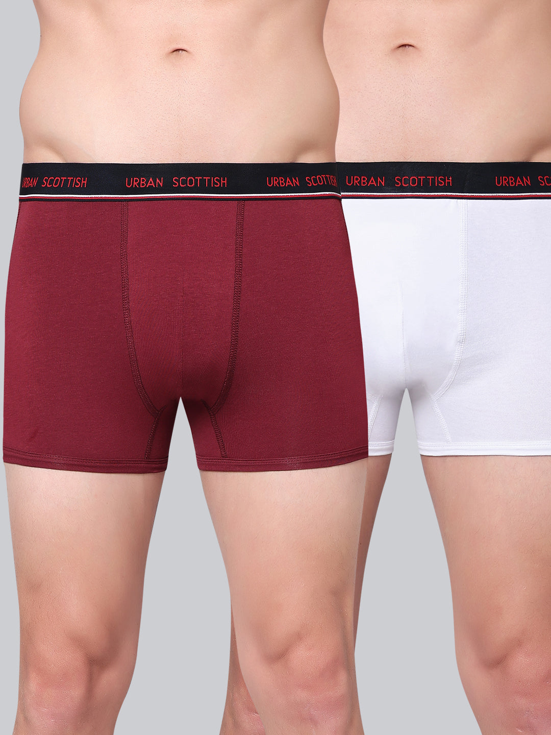 Men's Solid Cotton Stretch Trunks (Pack of 2)