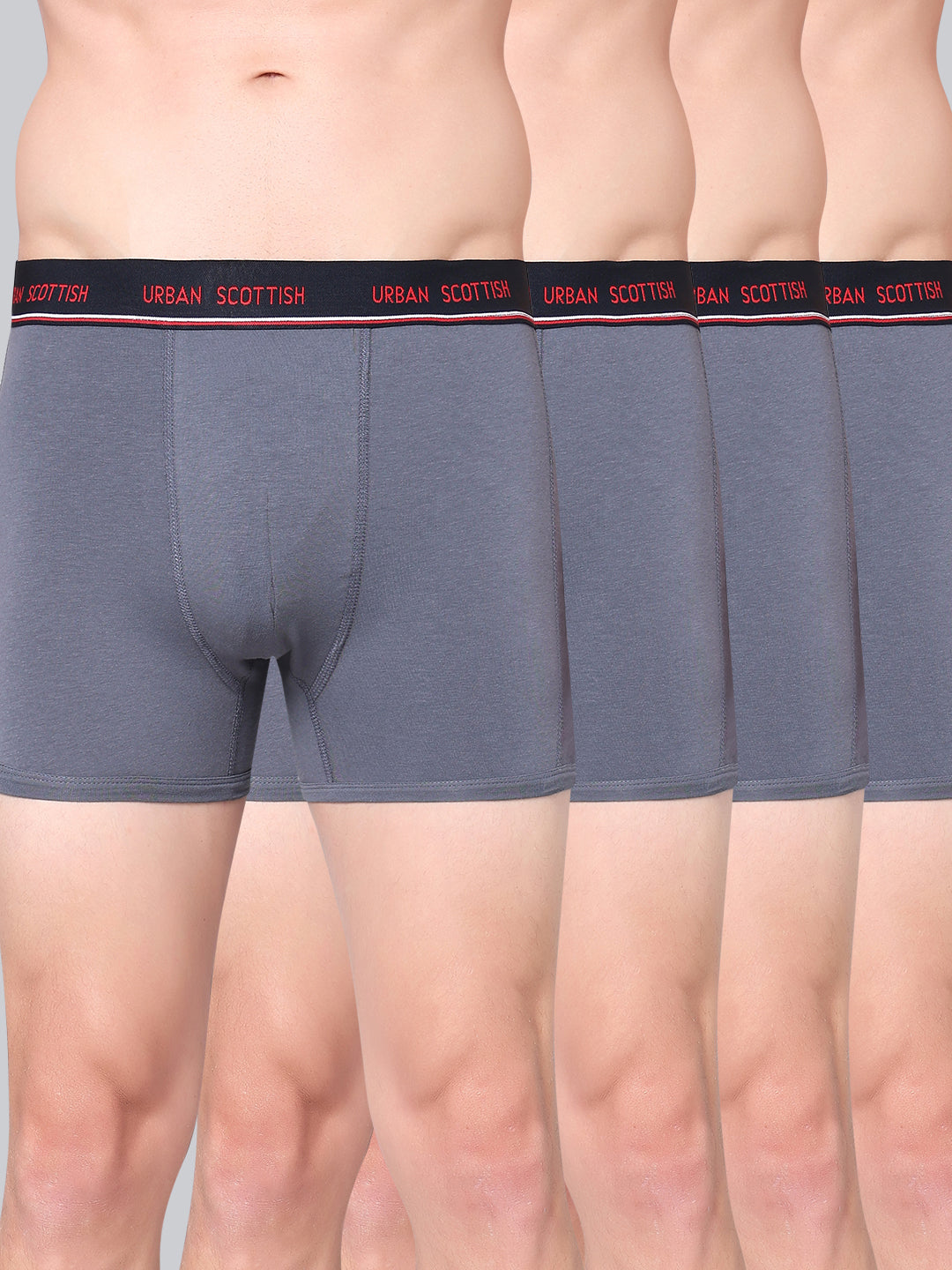 Men's Solid Cotton Stretch Trunks (Pack of 4)