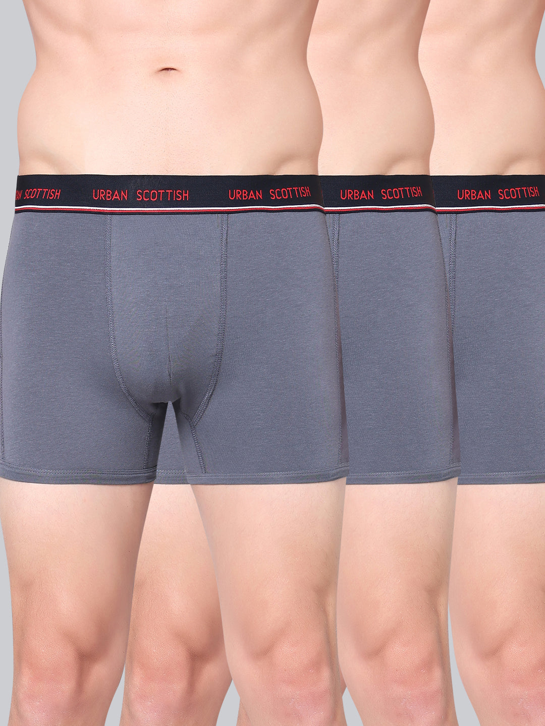 Men's Solid Cotton Stretch Trunks (Pack of 3)