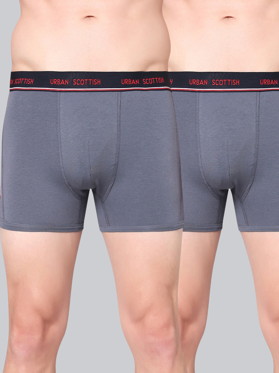 Men's Solid Cotton Stretch Trunks (Pack of 2)