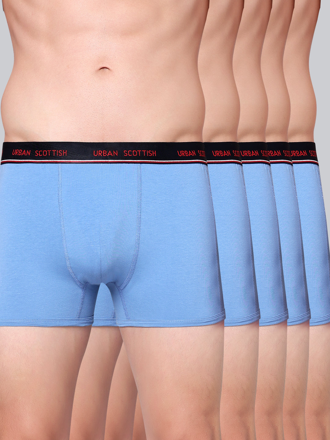 Men's Solid Cotton Stretch Trunks (Pack of 5)