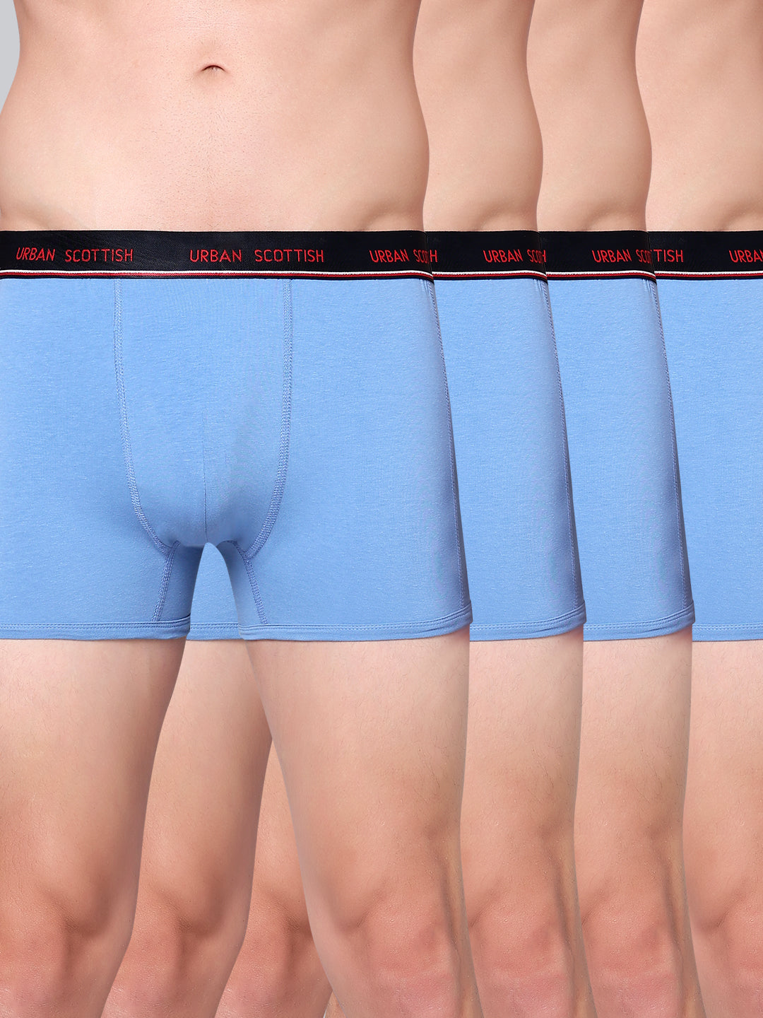 Men's Solid Cotton Stretch Trunks (Pack of 4)