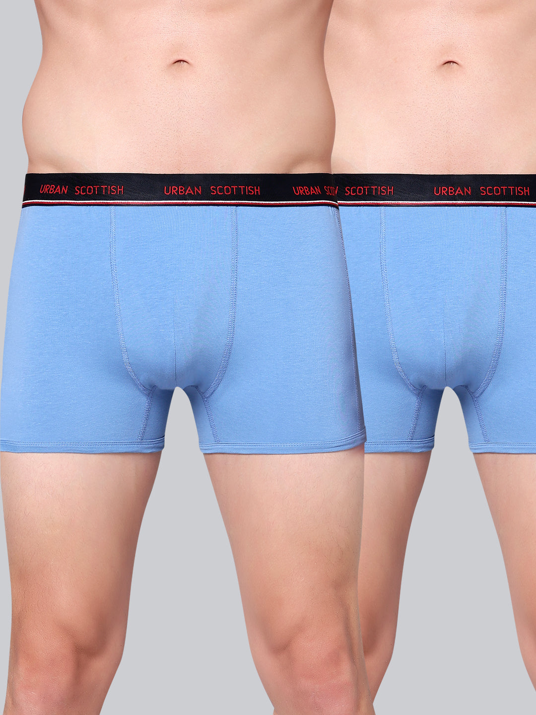 Men's Solid Cotton Stretch Trunks (Pack of 2)
