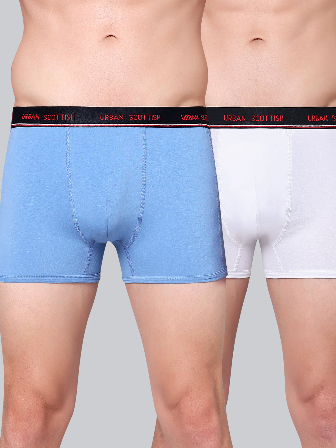 Men's Solid Cotton Stretch Trunks (Pack of 2)