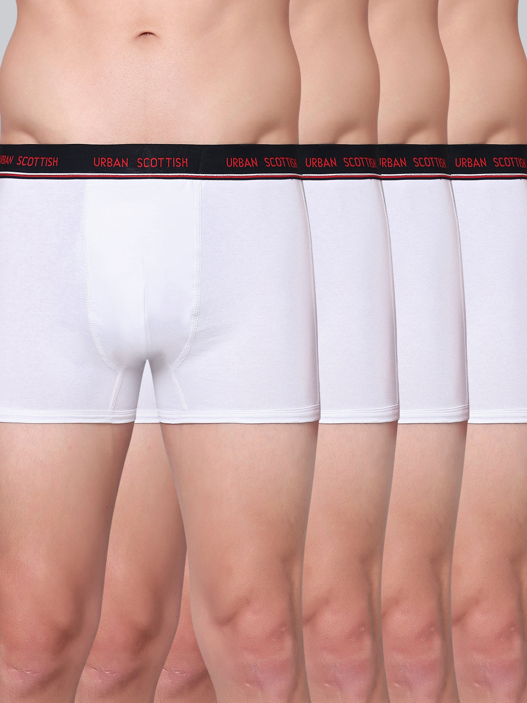 Men's Solid Cotton Stretch Trunks (Pack of 4)