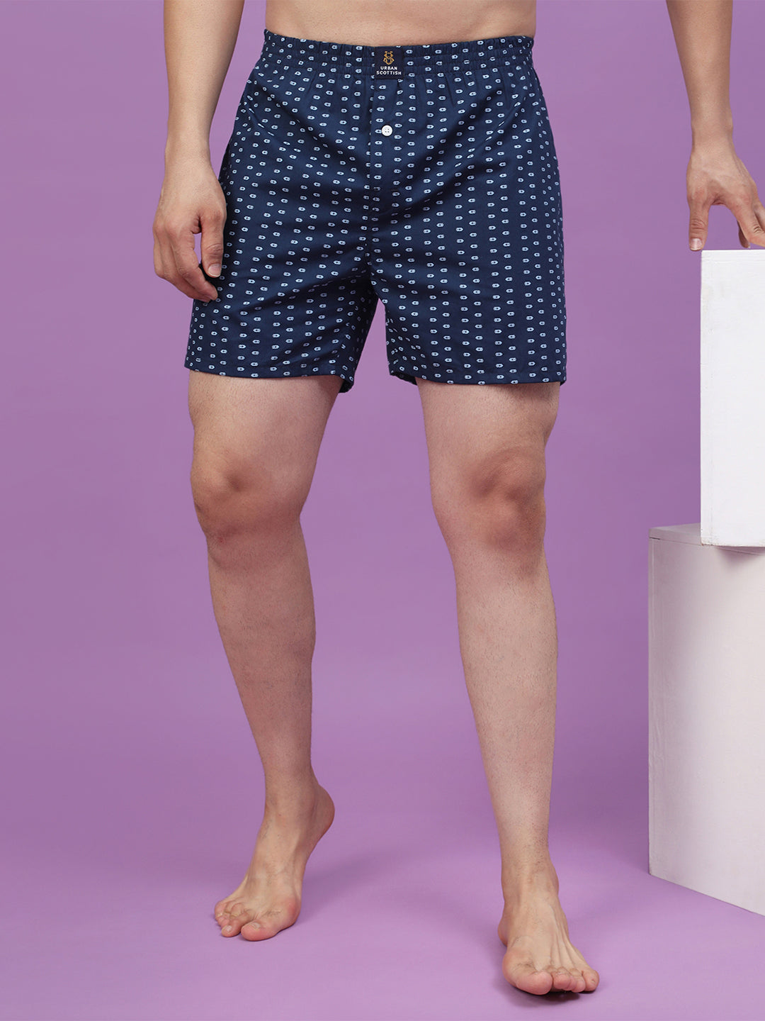 Men's Multicolor, 100% Cotton, printed, Regular Fit,  Inner Elastic, Mid-Rise, Boxers- Pack of 4