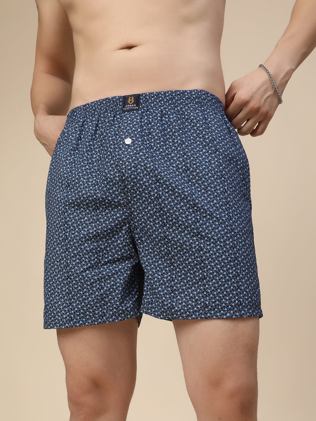 Men's Multicolor, 100% Cotton, printed, Regular Fit,  Inner Elastic, Mid-Rise, Boxers- Pack of 4