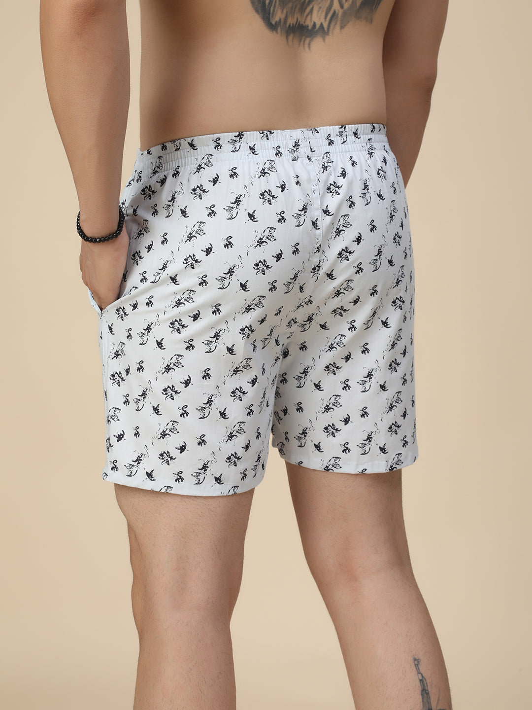 Men's Multicolor, 100% Cotton, printed, Regular Fit,  Inner Elastic, Mid-Rise, Boxers- Pack of 4