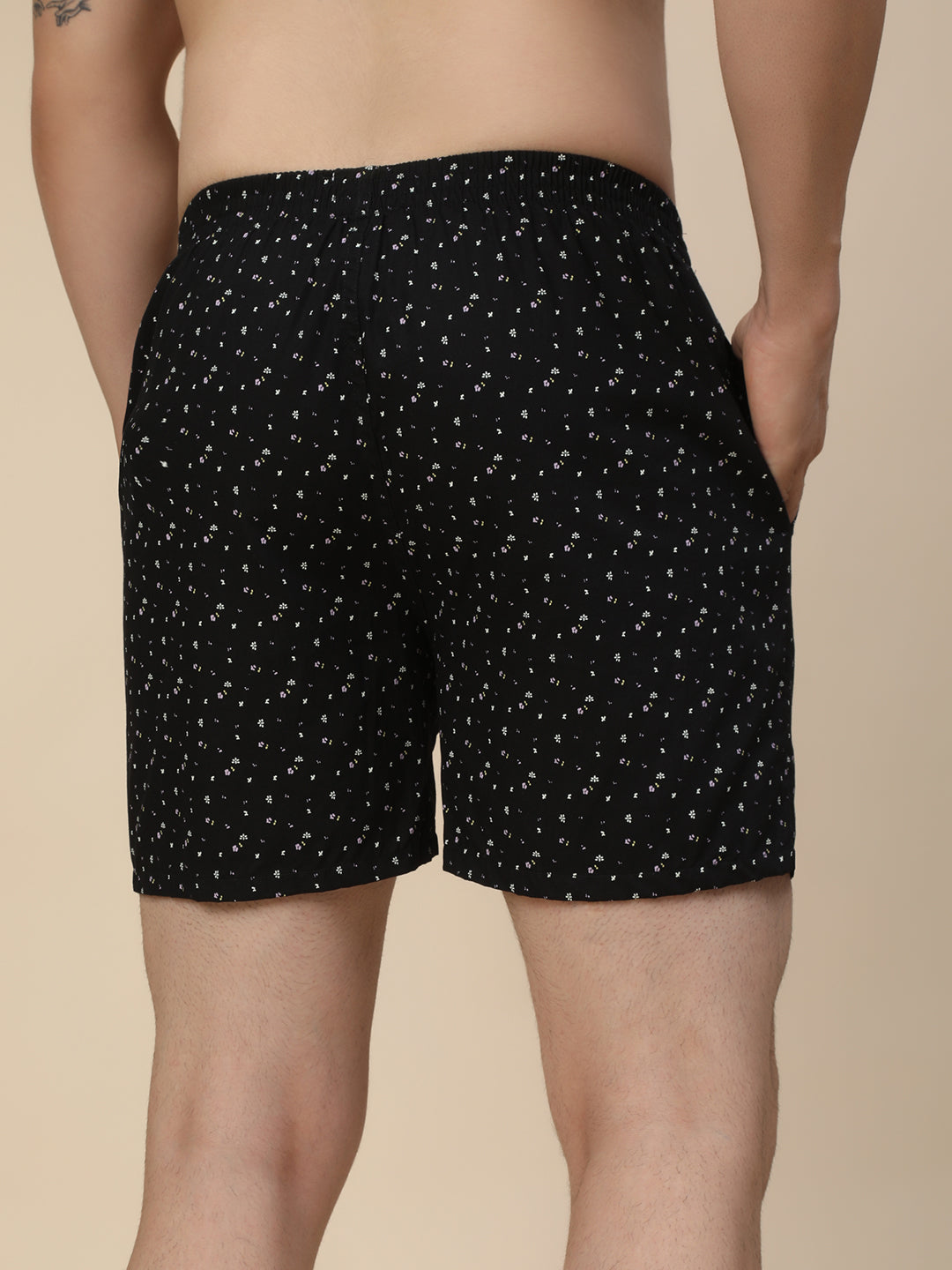 Men's Multicolor, 100% Cotton, printed, Regular Fit,  Inner Elastic, Mid-Rise, Boxers- Pack of 4