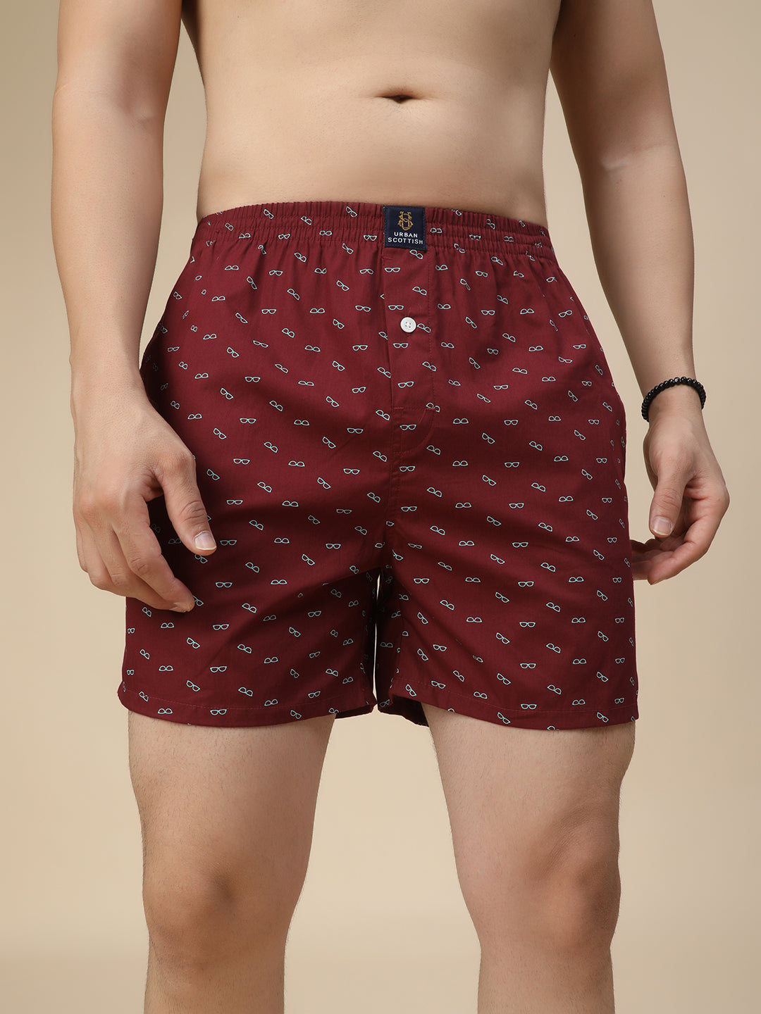 Men's Multicolor, 100% Cotton, printed, Regular Fit,  Inner Elastic, Mid-Rise, Boxers- Pack of 4