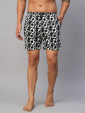 Men's Black, 100% Cotton, Printed, Regular Fit, Inner Elastic, Mid-Rise, Boxers