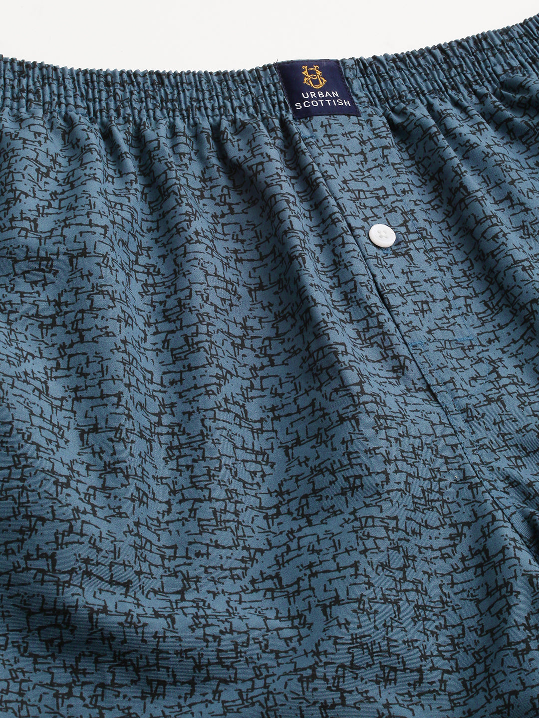 Men's Blue, 100% Cotton, Printed, Regular Fit, Inner Elastic, Mid-Rise, Boxers