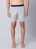 Men's Multicolor, 100% Cotton, Checks, Regular Fit,  Outer Elastic, Mid-Rise, Boxers