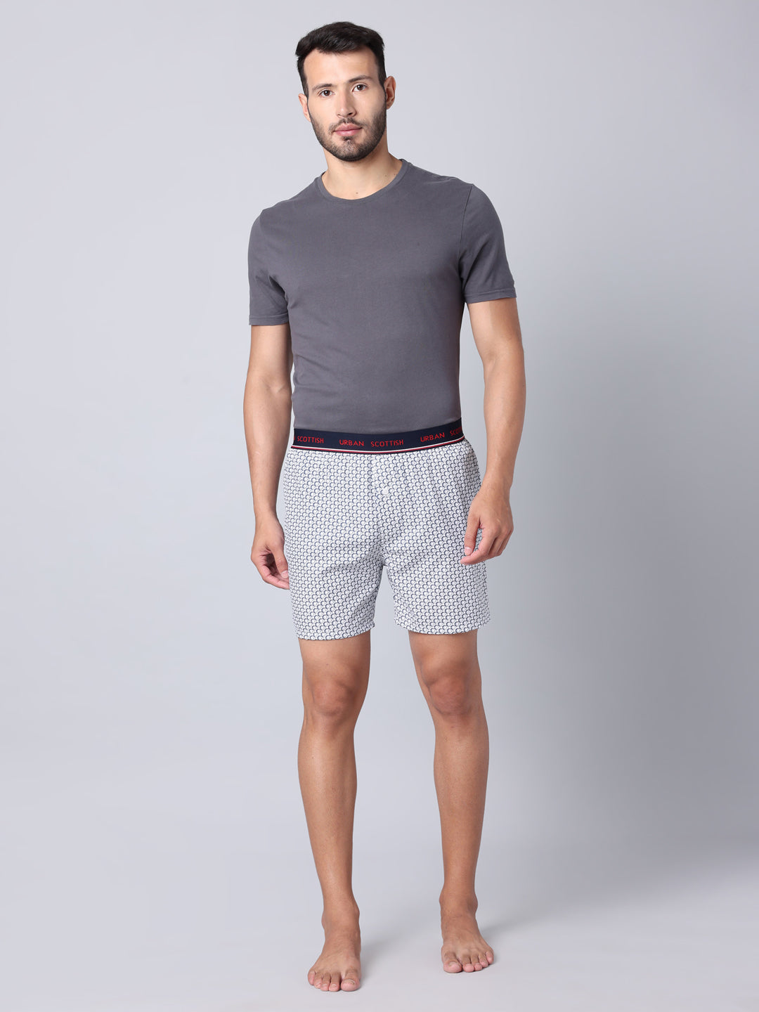 Men's Multicolor, 100% Cotton, Print, Regular Fit,  Outer Elastic, Mid-Rise, Boxers