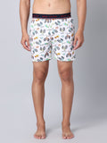 Men's Multicolor, 100% Cotton, Print, Regular Fit,  Outer Elastic, Mid-Rise, Boxers