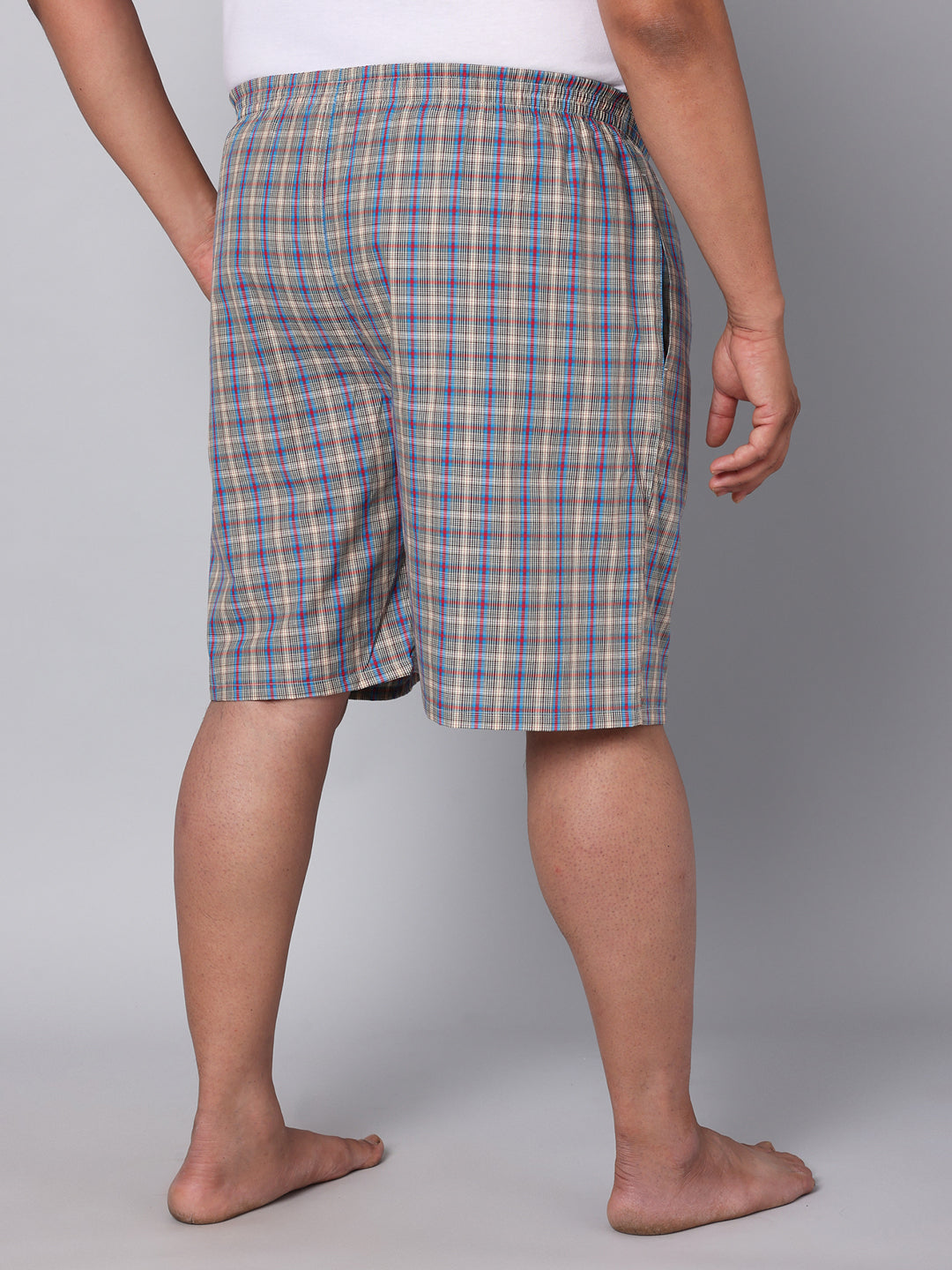 Men's Multicolor, 100% Cotton, Checks, Regular Fit, Inner Elastic, Mid-Rise, Boxers