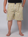 Men's Yellow, 100% Cotton, Checks, Regular Fit, Inner Elastic, Mid-Rise, Boxers